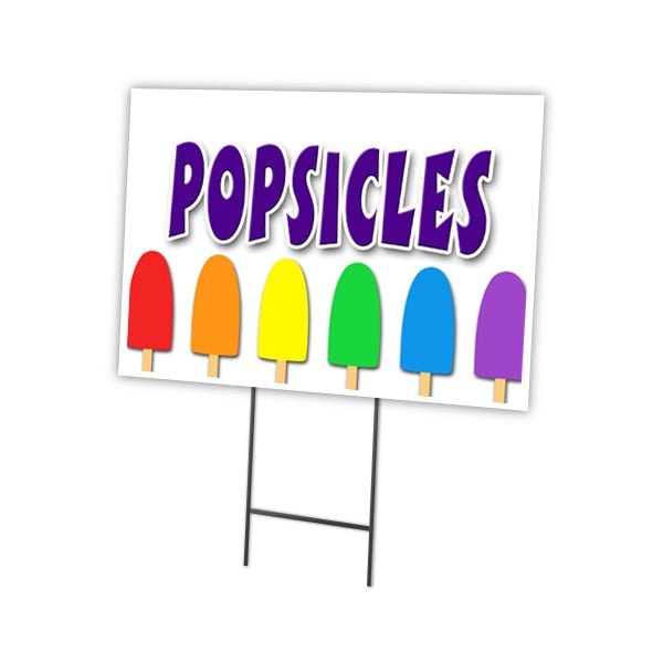 Popsicles Yard Sign & Stake outdoor plastic coroplast window, C-1824-DS-Popsicles